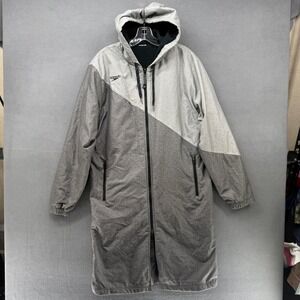 Speedo Team Swim Parka Adult L 22x41 Grey Fleece Lined Longline Deck Coat